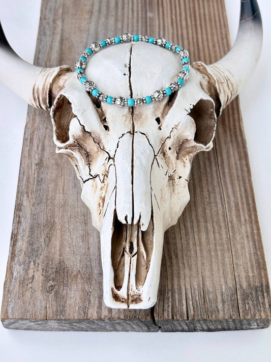 Turquoise Stone Beads Stretch Bracelet