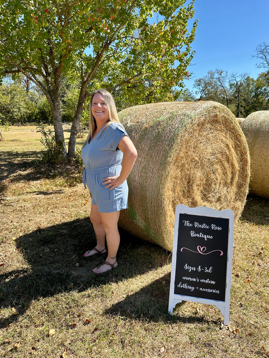 Short Sleeve Blue Romper