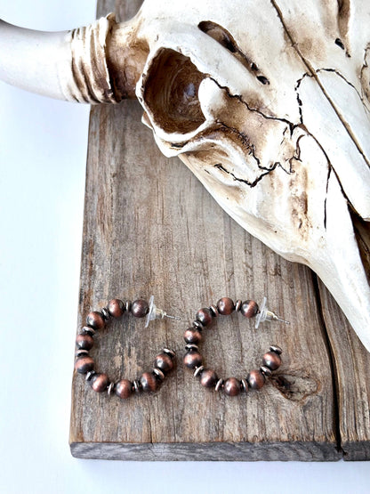 Western Navajo Pearl Hoop Earrings