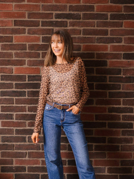 Leopard Mesh Top