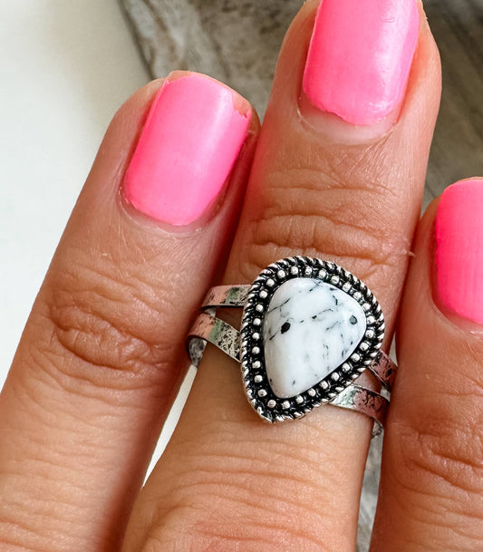 Teardrop Stone Adjustable Ring 