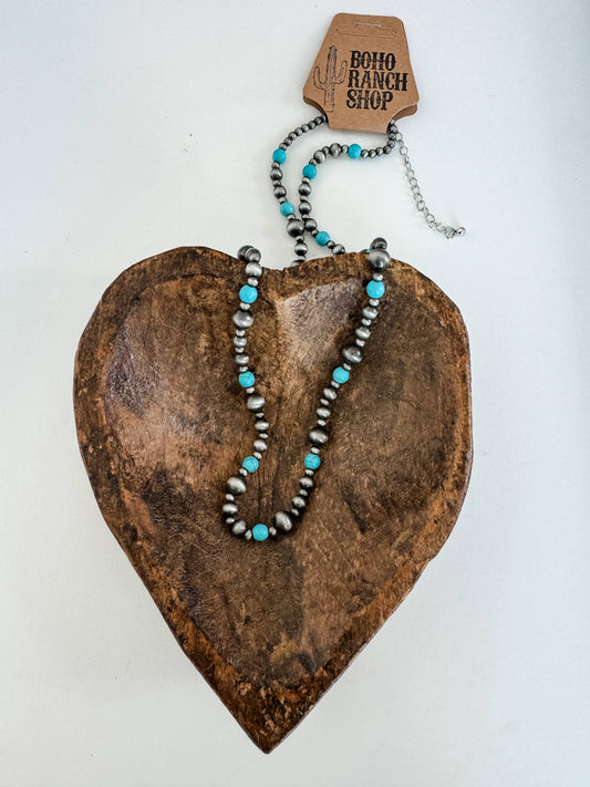 Navajo Style Pearl and Bead Necklace