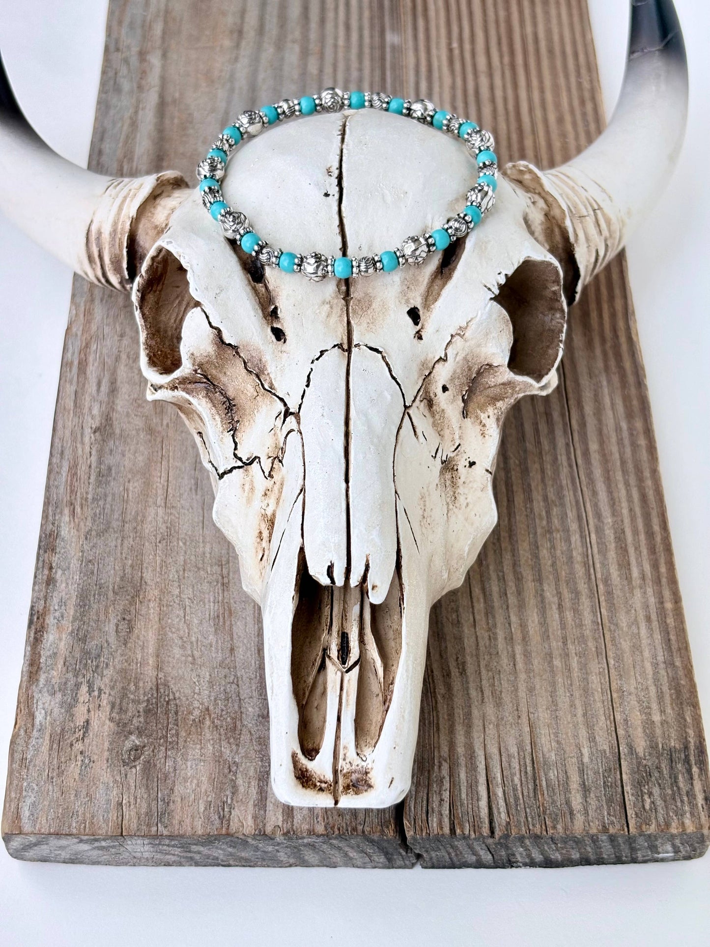 Turquoise Stone Beads Stretch Bracelet