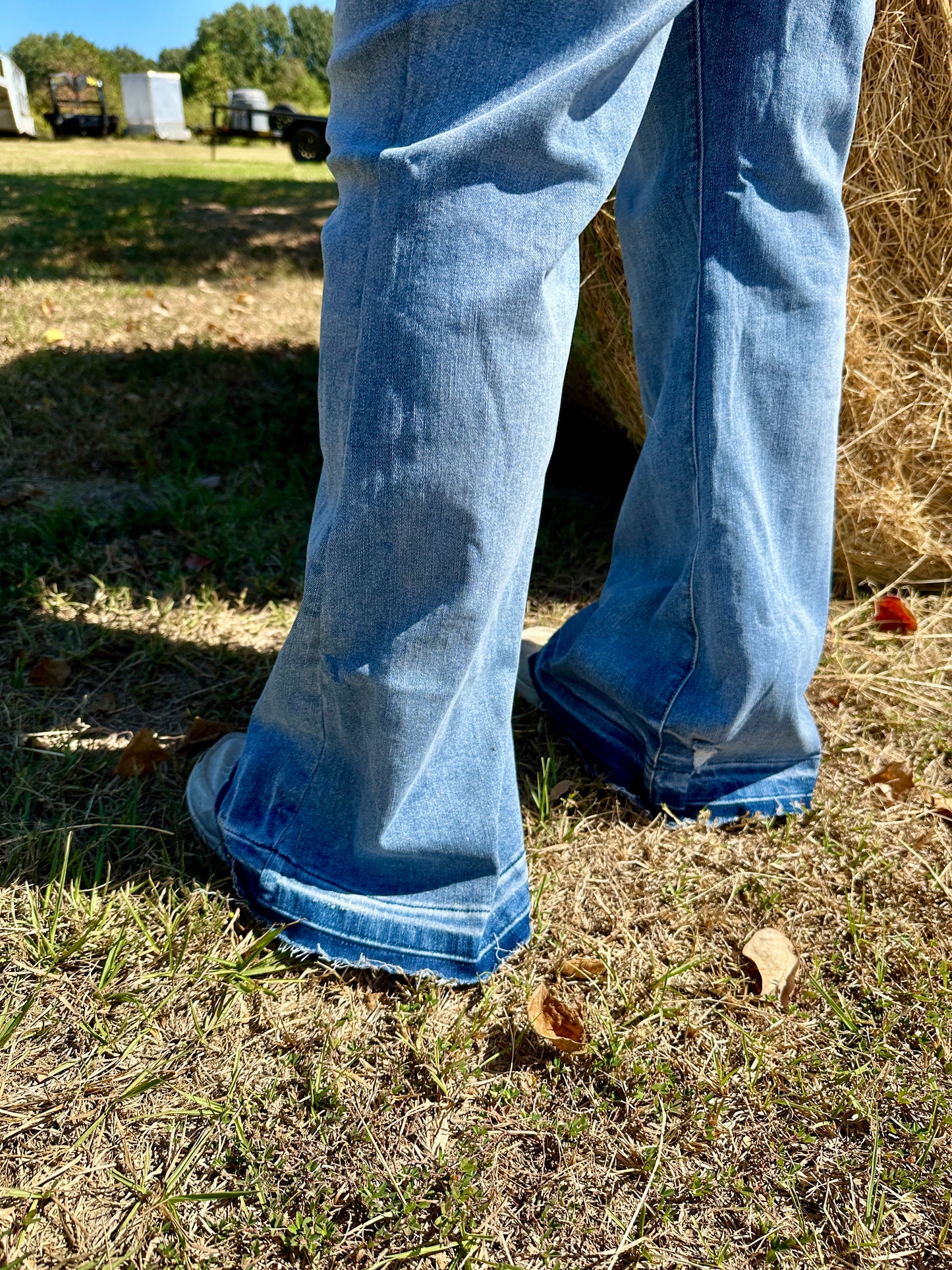 Blue Light Wash High Waisted Bell Bottom Jeans