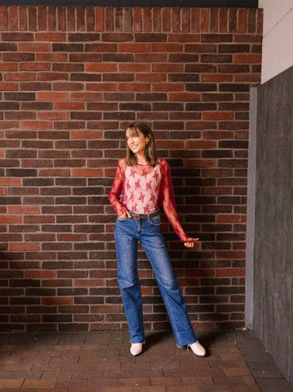 Red Mesh Top