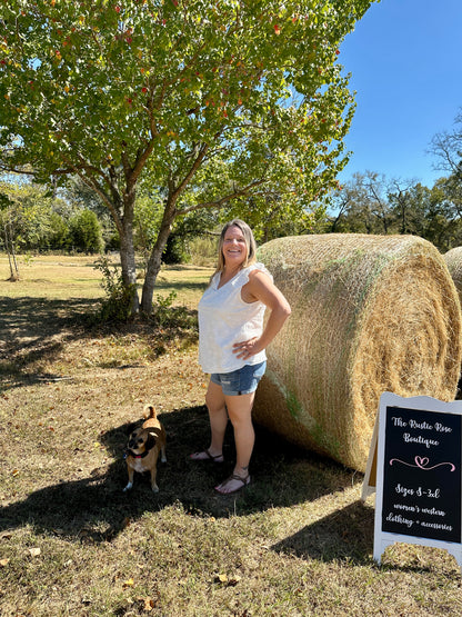 Eyelet Tank With V Neckline (PLUS SIZE)