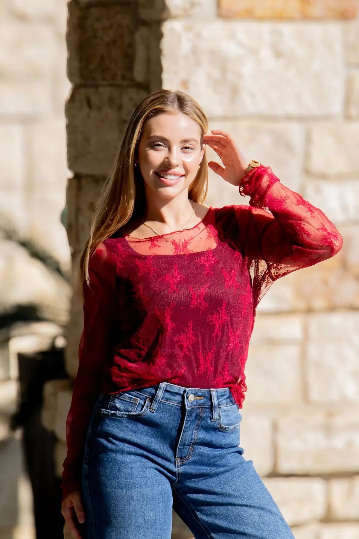 Red Mesh Top