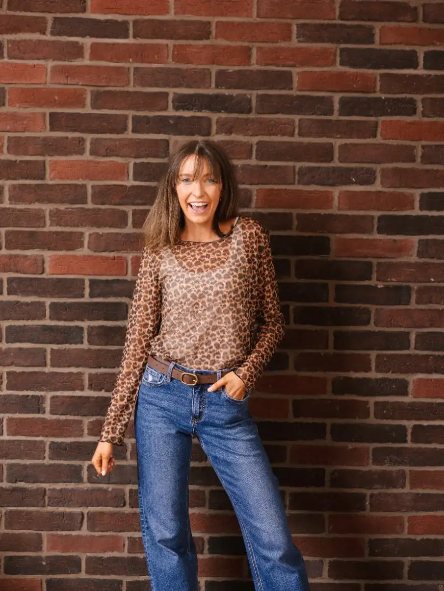 Leopard Mesh Top