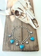 Heart Turquoise Stone Charm & Rhinestone Bracelet
