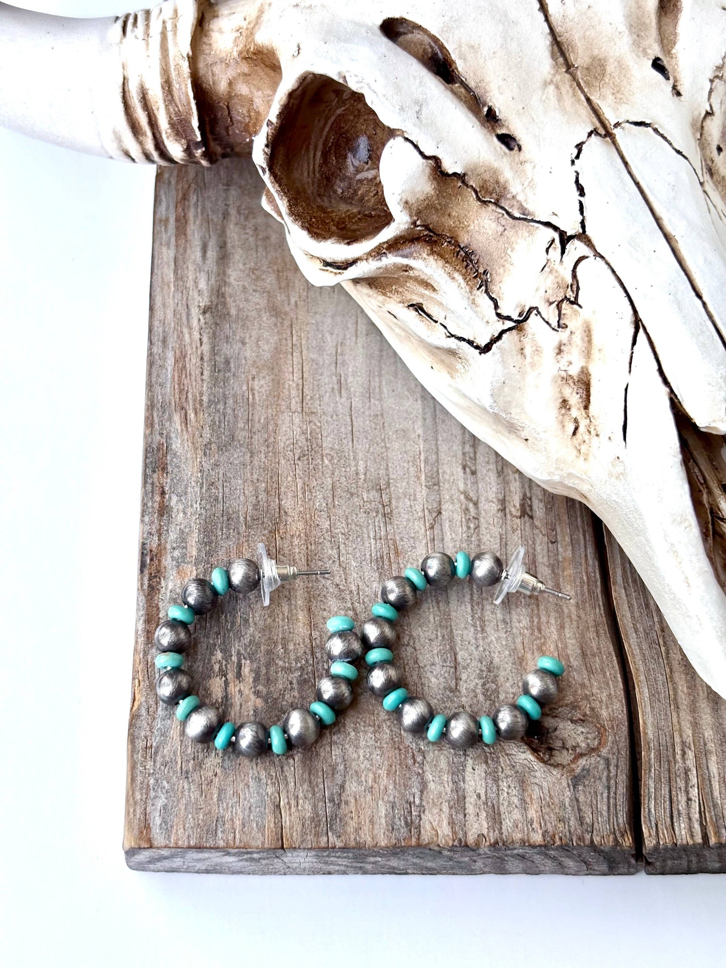 Western Navajo Pearl Hoop Earrings