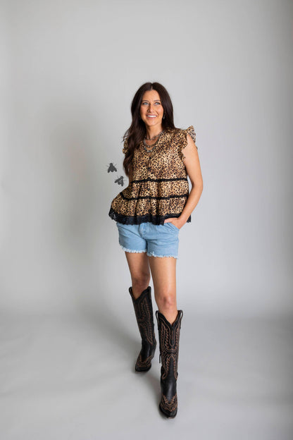 LLANO LACE TOP *LEOPARD