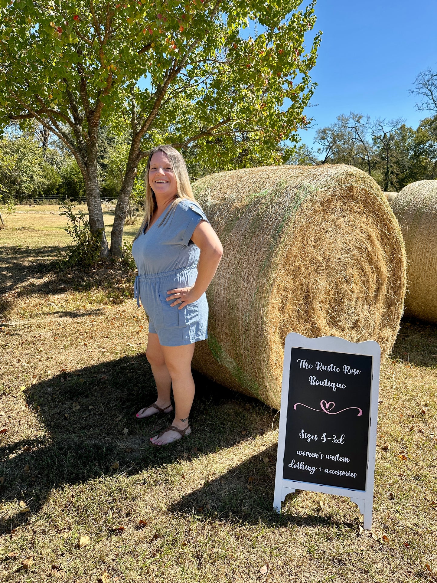 Short Sleeve Blue Romper