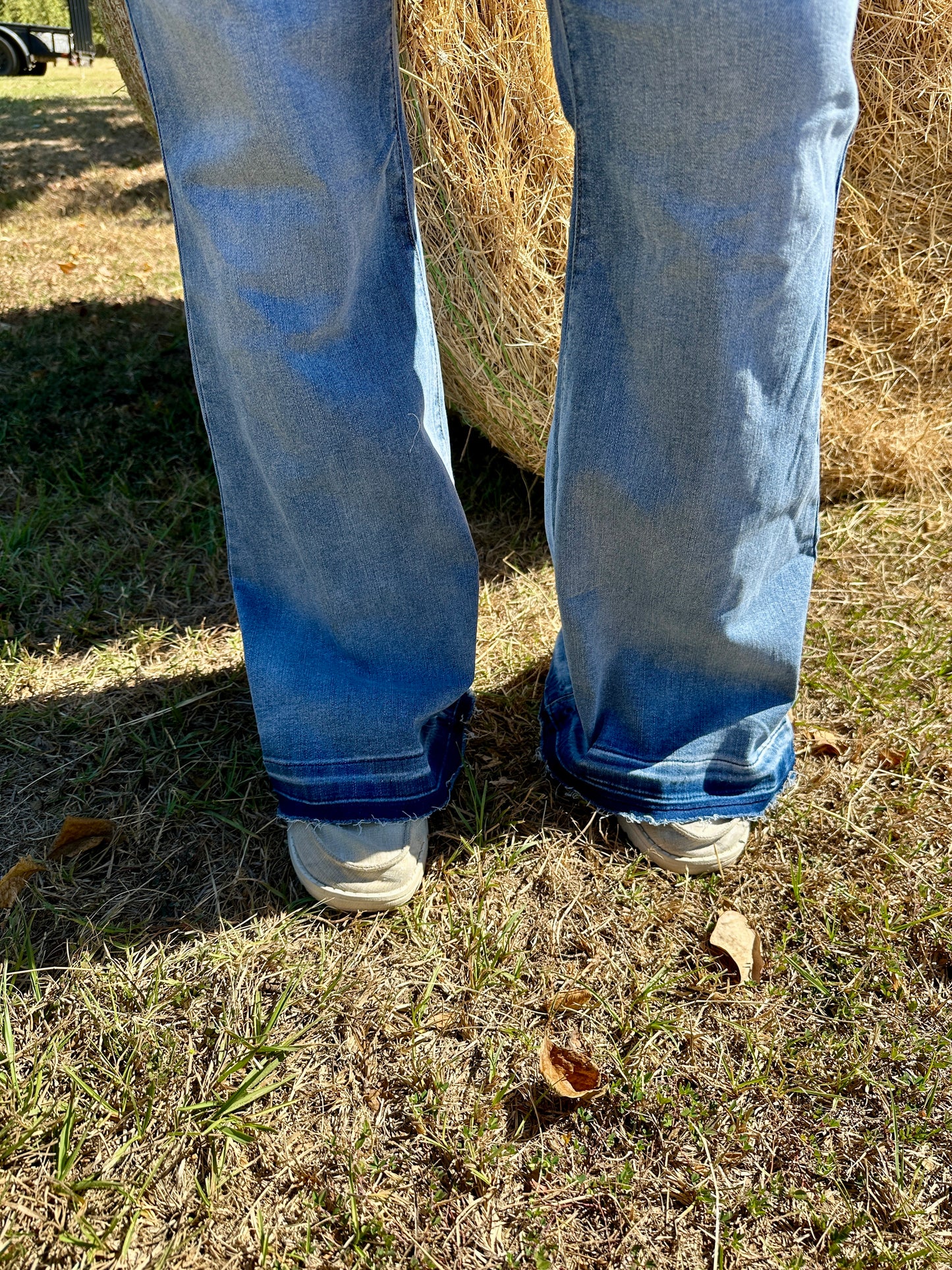 Blue Light Wash High Waisted Bell Bottom Jeans