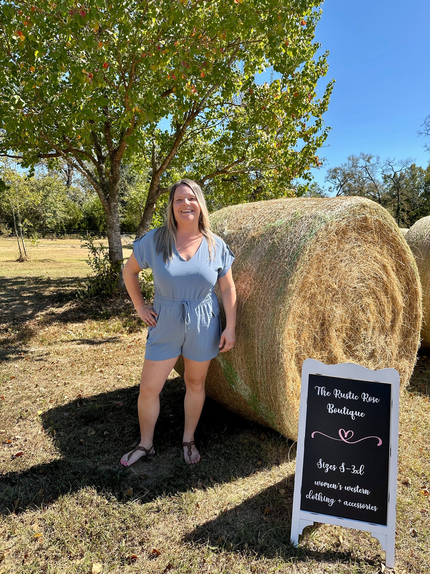 Short Sleeve Blue Romper