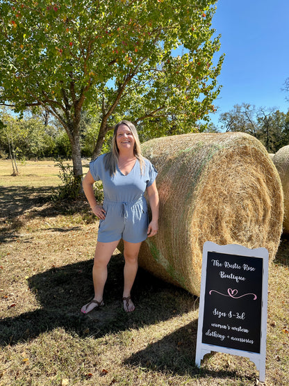 Short Sleeve Blue Romper