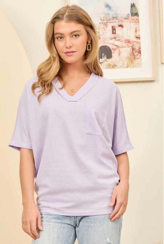 Waffle Knit V Neck (PLUS SIZE)