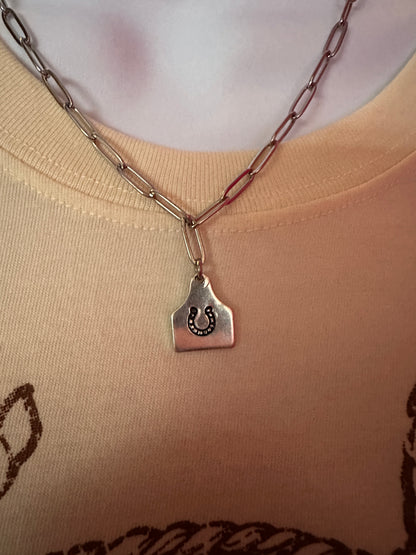 Cow Tag Chain Necklace