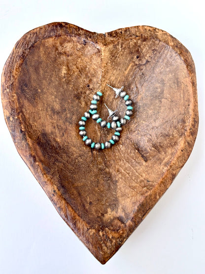 Western Navajo Pearl Hoop Earrings