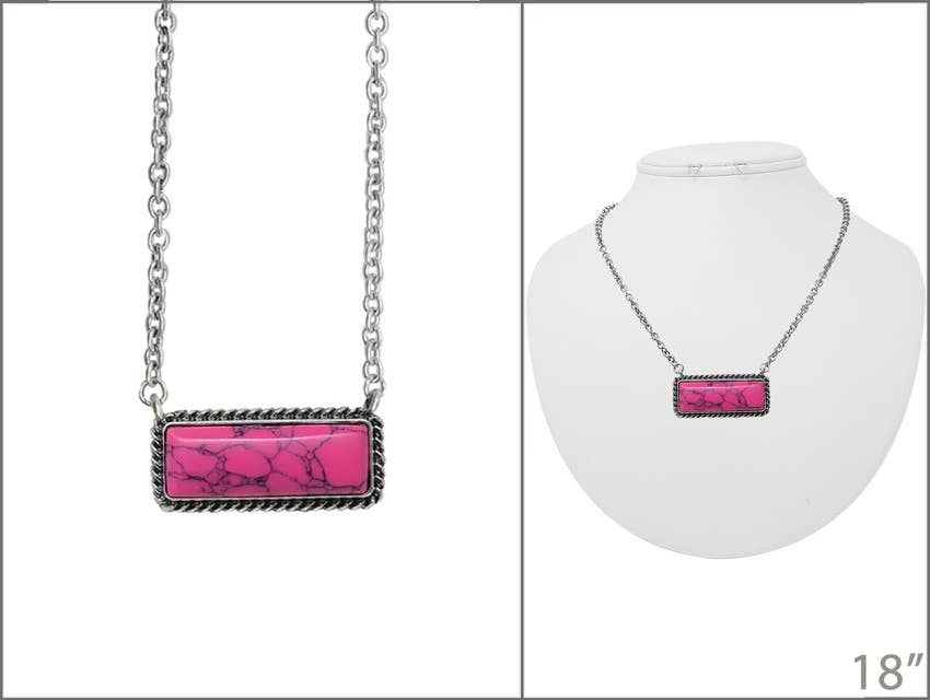 Semi Stone Bar Necklace