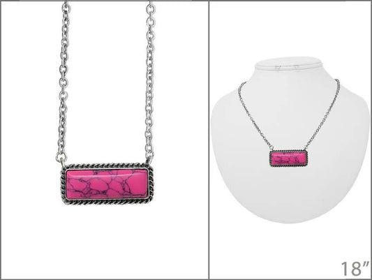 Semi Stone Bar Necklace