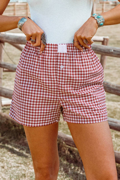 Gingham High Waist Shorts