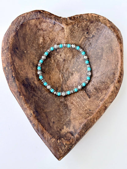 Turquoise Stone Beads Stretch Bracelet