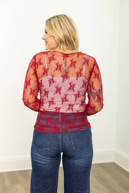 Red Mesh Top