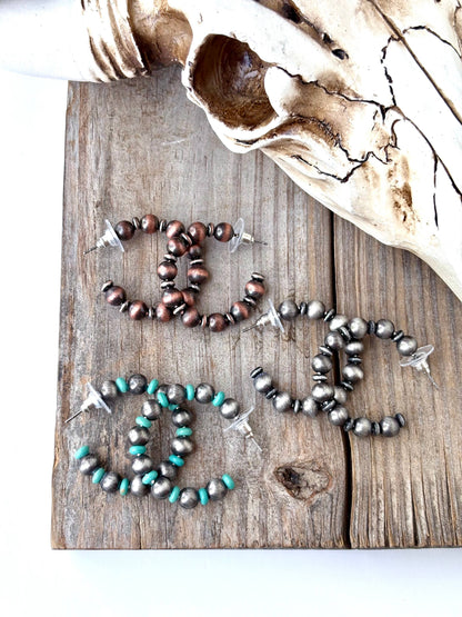 Western Navajo Pearl Hoop Earrings