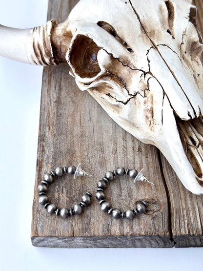 Western Navajo Pearl Hoop Earrings