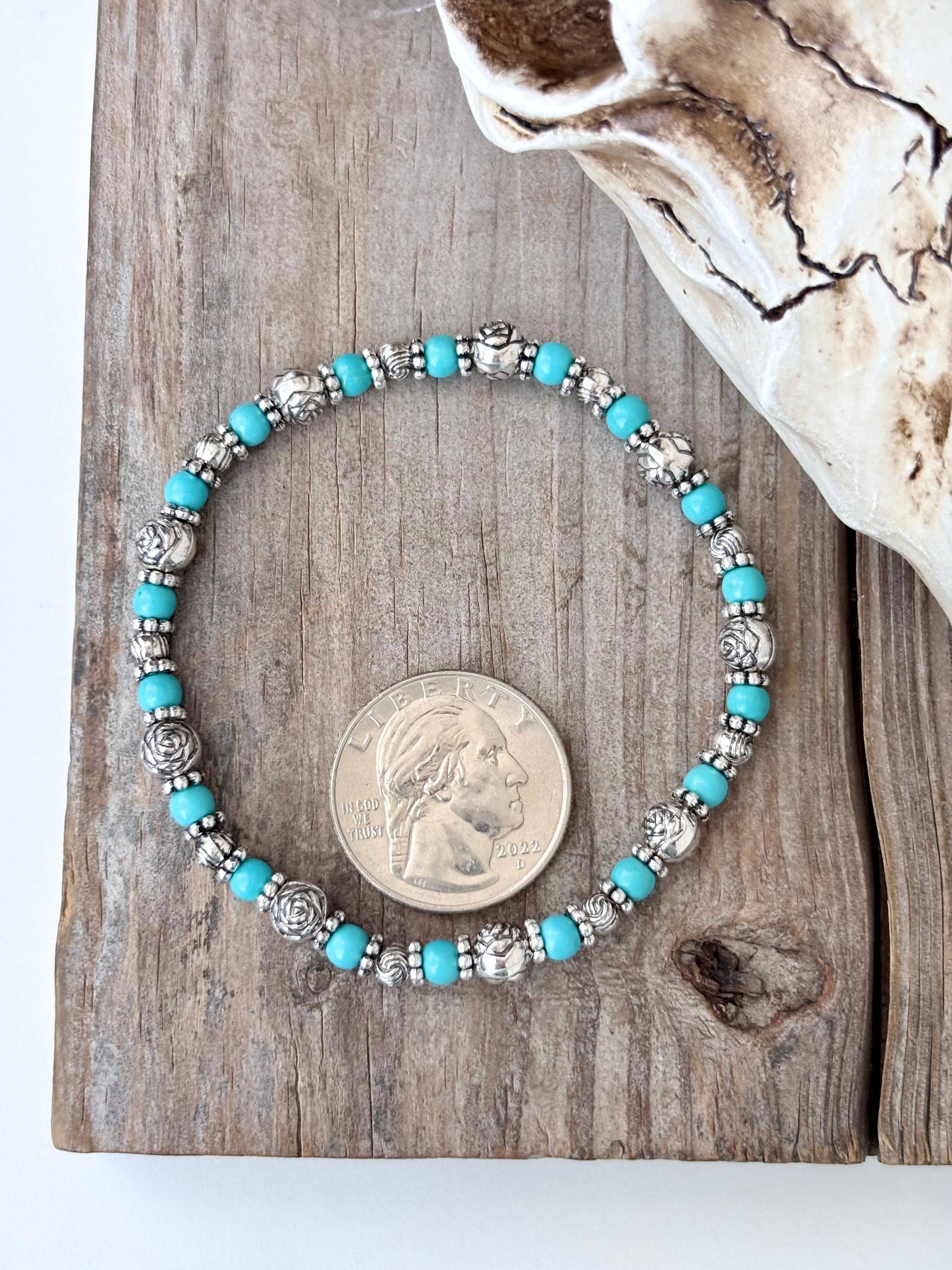 Turquoise Stone Beads Stretch Bracelet