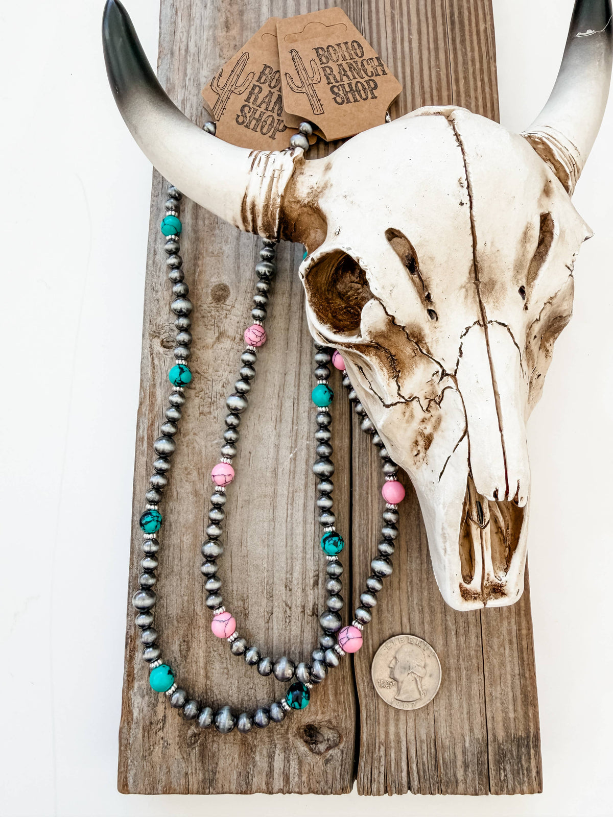 Navajo Pearl & Turquoise Stone Bead Necklace