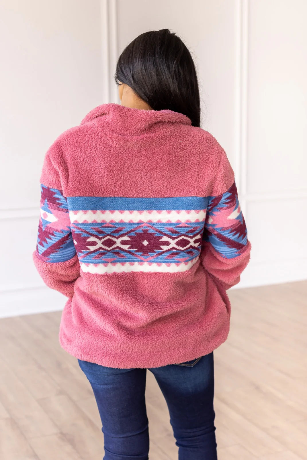 Pink Aztec Sherpa Half Zip